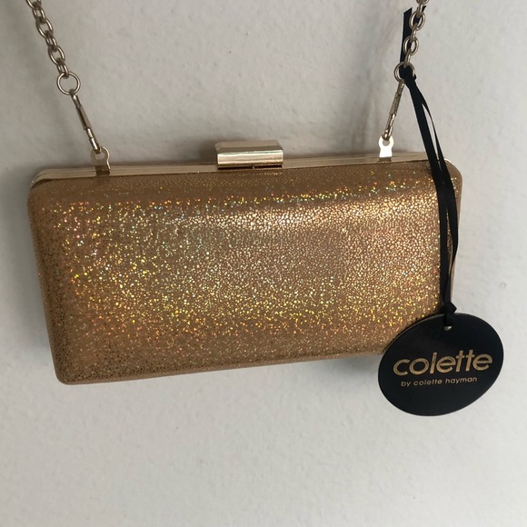 NWT | Colette | Gold Sparkly Clutch Bag - Picture 1 of 5
